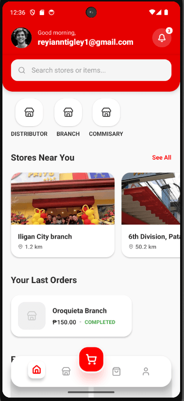 Pedro's Roving Market - Home Tab for Customer App